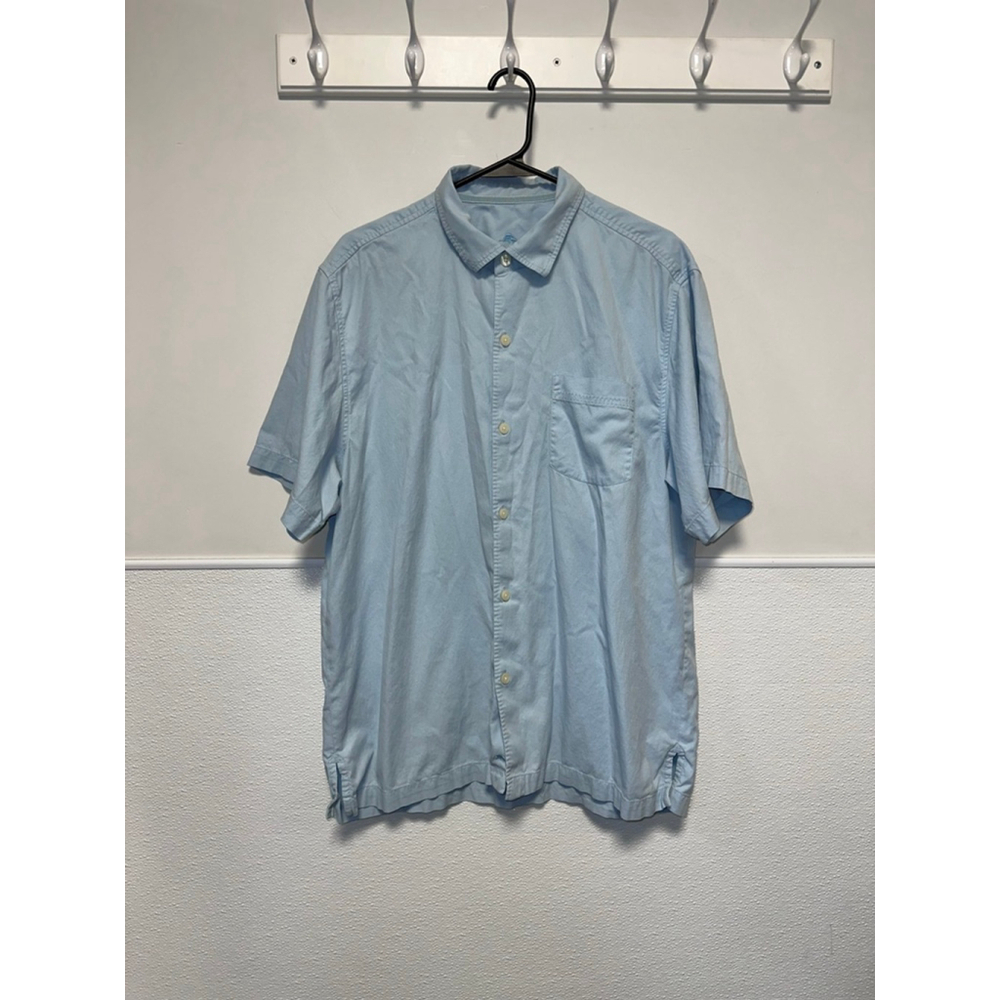 Men's Tommy Bahama Light Blue Casual Button Down Shirt Large Summer Beach Light